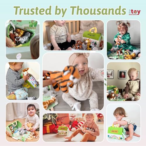 Image of Mini Zoo Stuffed Animals Set - 5 Soft Safari Animals with Carry House 9.8 inch | Ultra-Soft, Safe, Travel-friendly, Educational, Gift Ready