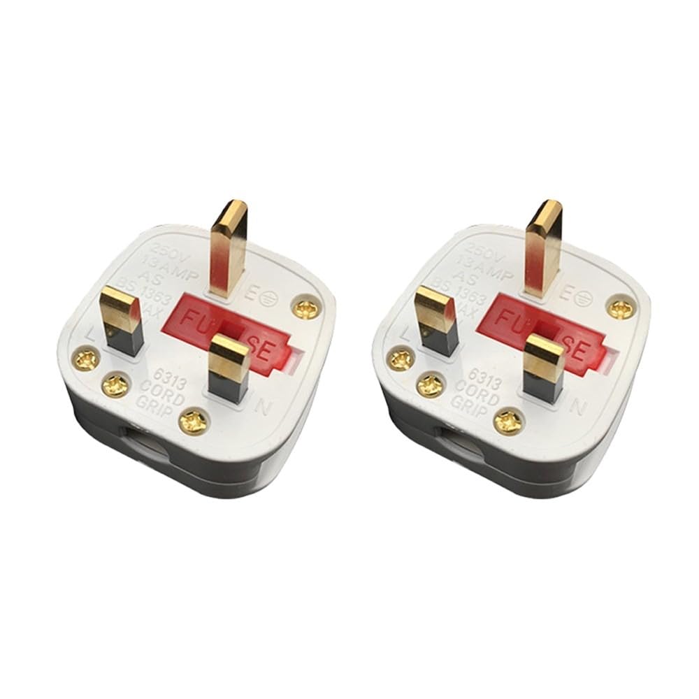 Mains Plug Top with On/Off Switch 13A Amp Fused 3 Pin Switched Neon Light,UK Plug,250V AC,2PCS