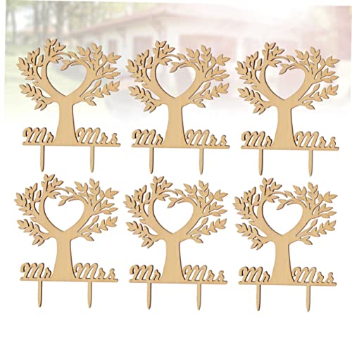 ibasenice 6 Pçs Cupcake Decoração De Casamento Decoração De Madeira Decorações De Casamento Toppers