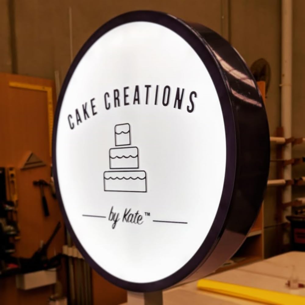 Neonapm Caja de Luz LED, Redonda Personalizada, Letrero Luminoso, Pantalla LED Publicidad Exterior de Doble Cara, Ideal para Tiendas, Cafés y Carteles Publicitarios