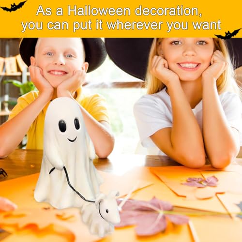 Gxlaihly Ghost Walking Dog Statue, 15 cm Halloween Ghost Walking Dog Statue, Lustige Geisterfigur Mit Hund, Halloween Ornament Home Outdoor Decor (Mann-15CM)
