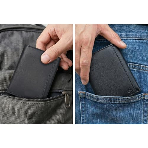 Image of Tri fold Leather Wallet for Men with RFID | Slim Wallets for Men with 1 ID and 6 Credit card slots | Front Pocket Minimalist