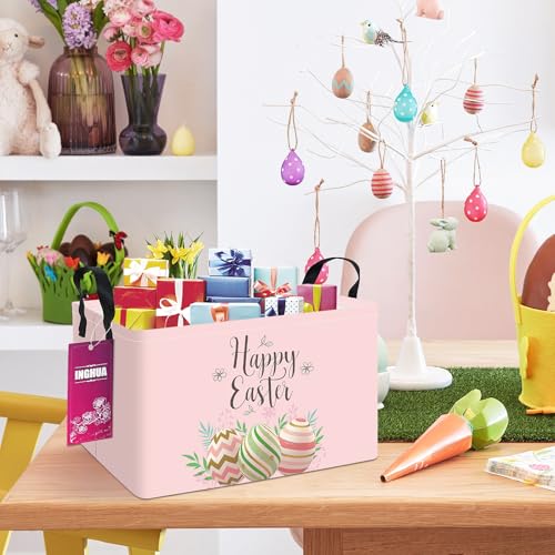Image of Rectangular Easter Storage Basket | Fabric Organizer Bin for Books,Clothes,Gifts,Pets-Perfect for Home,Office,Nursery,Dorm,Shelf(Easter egg)