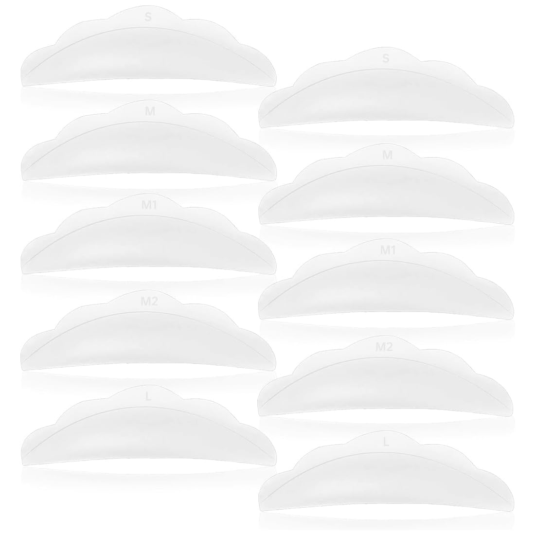 Almohadillas de Silicona para Rizador de Pestañas - Juego de 10 Almohadillas Reutilizables y 5 Tamaños para Levantar Pestañas de Diferentes Longitudes