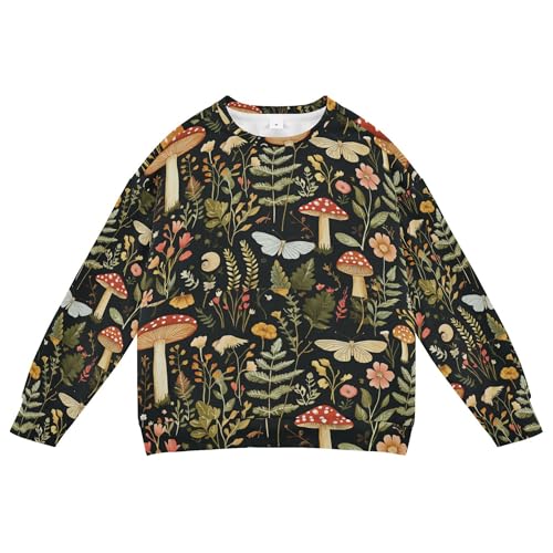 JUNZAN Mushroom Botanical Dragonflies Butterflies Little Boys Sweatshirts Hoodies Fleece Kids Pullover Hoodie Camping 4T - Main Image