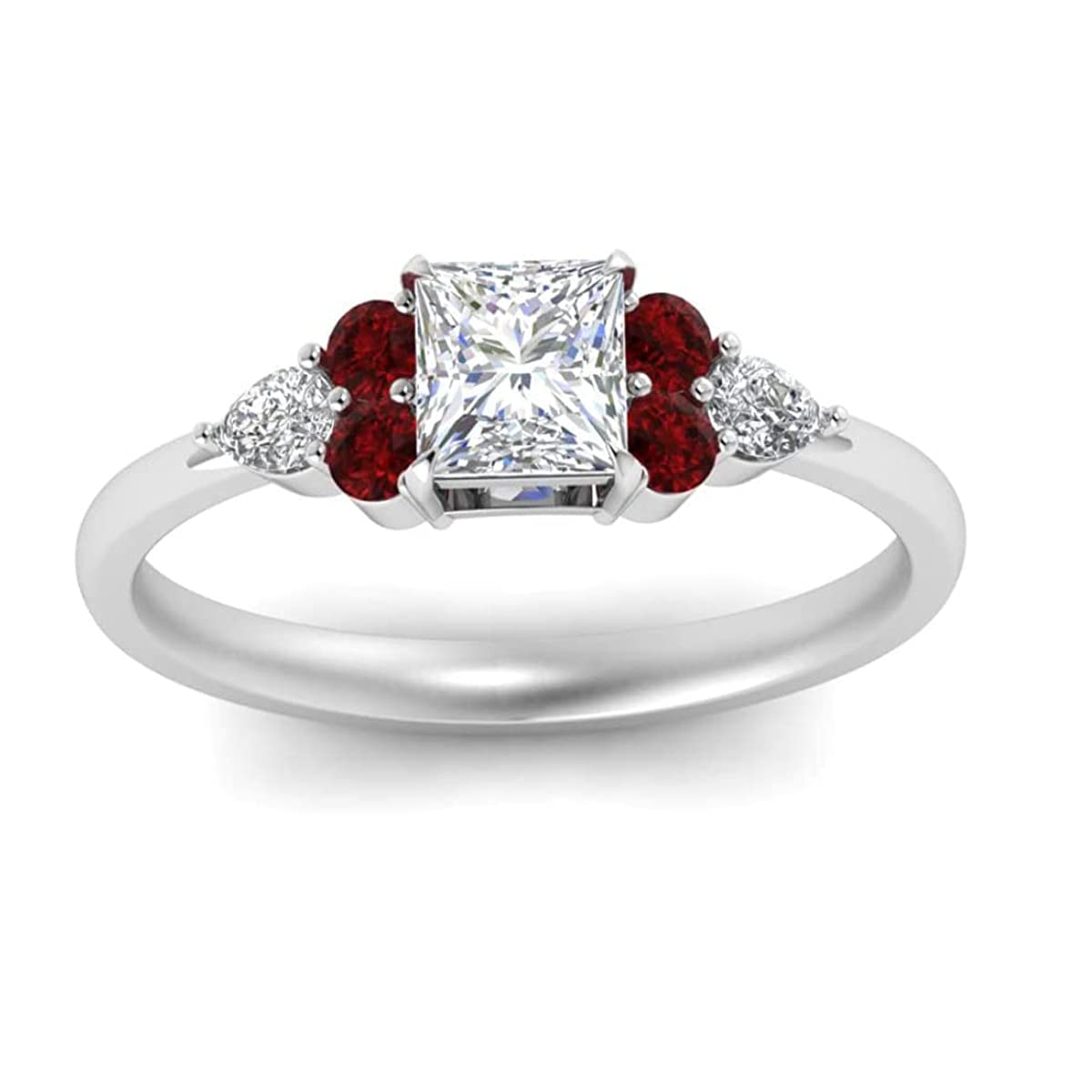 Gemstone Square Faceted Ruby Cz ring - 92.5 Sterling Silver Ring Red Ruby Cz Gemstones rings - fille bijoux cadeau pour b' day