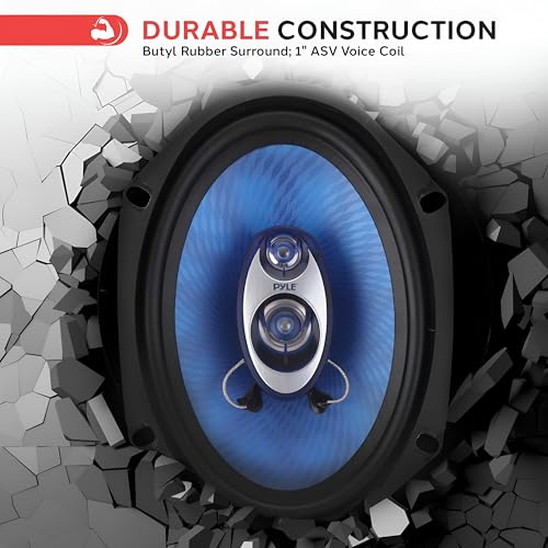 Image of Pyle 6 inch x 9 inch Car Sound Speaker (Pair) - Upgraded Blue Poly Injection Cone 4-Way 400 Watts w / Non-fatiguing Butyl Rubber Surround 50-20Khz Frequency Response 4 Ohm & 1.25 inch ASV Voice Coil PL6984BL Blue
