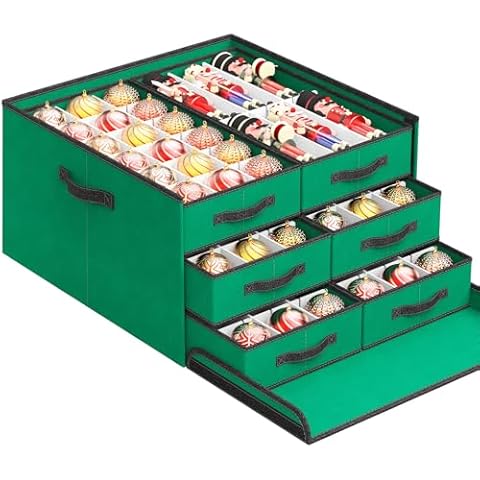 Coonoor 4" 108 Count Ornaments Storage Box, Holiday Ornaments Organizer Storage Cover