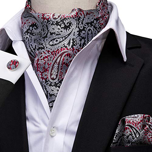 Image of Dubulle Paisley Floral Ascot for Men Self Tie Mens Cravat and Pocket Square Cufflinks Wedding