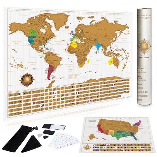 InnovativeMap Premium Scratch Off World Map Poster - Deluxe Scratch Off Map of the World with All...