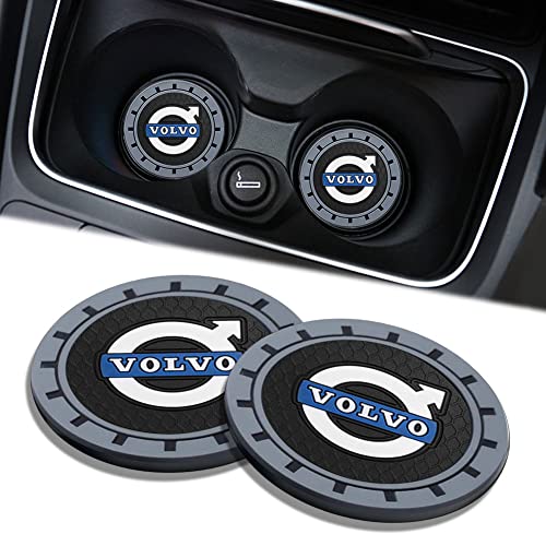 2PCS Cute Cup Holder Coasters for Volvo S90 S60 XC60 XC40 XC90 V40 V60 S60 S80, Black Silicone Anti-Slip Coffee Coasters for Car Cup Holder