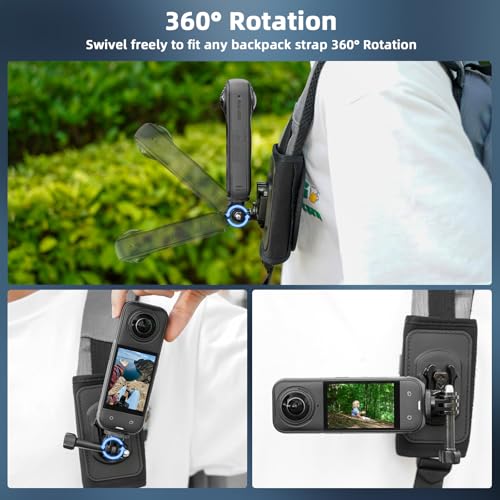 Image of BRDRC Backpack Mount for Insta360 X5 X4 Air, Bag Strap Anti-Slip Shoulder Clip Belt for Insta 360 X5 X4 Air X3 X2 GO 3S Ace Pro, for DJI OSMO 360, for GoPro Action Camera Accessories