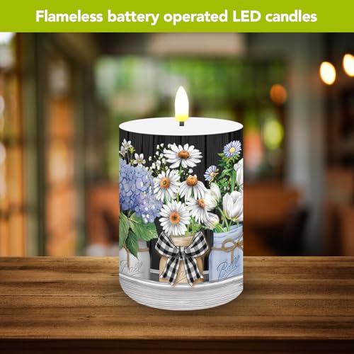 Image of Briarwood Lane Spring Flameless Candle 6x3 Crated Mason Jars Flameless Candle with Timer for Spring