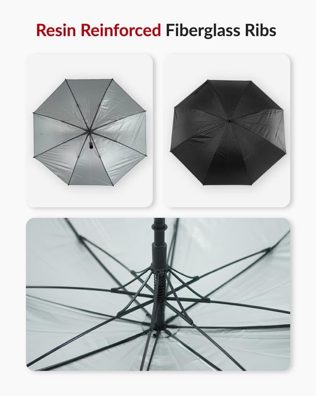 Image of Destinio Big Umbrella for Rain, Large Family Umbrela, Auto Open, UPF 50+ Sun Protection, Heavy Duty Windproof Waterproof Golf Umbrella for Men Big Size with UV Coating, Strong Fiberglass Rib Umbrellas