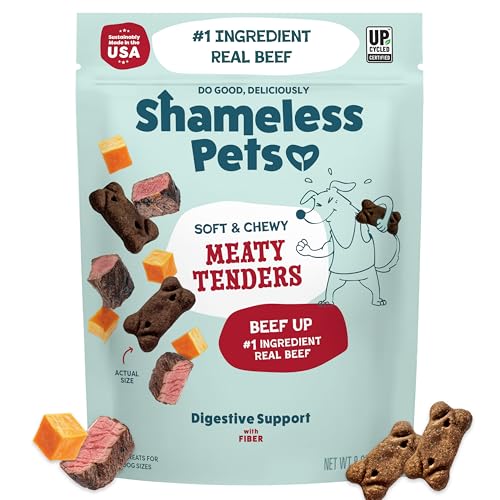 Shameless Pets Soft Dog Treats Beef Up Meaty Tenders Soft & Chewy Treats for Dogs Real Beef 1st Ingredient Grain Free Healthy Treats for Small Medium & Large Dogs 8oz