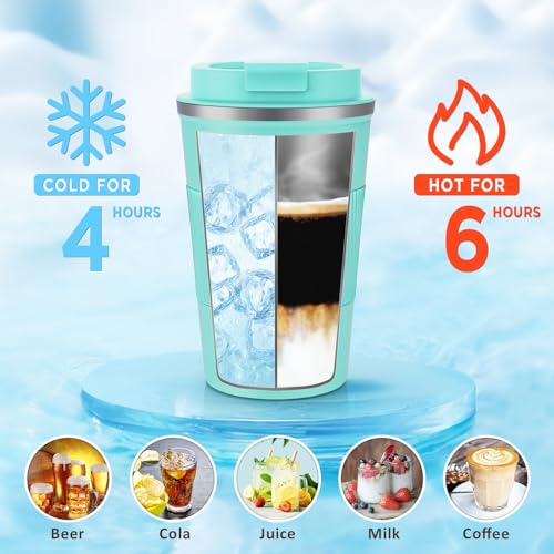 KETIEE Travel Mug Coffee Cup Stainless Steel 380ml T-Blue, A06 Turquoise 380ml, 380 ml - Image 2