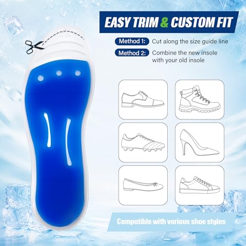 Image of 2 Pairs Cooling Insoles for Men Women Unisex, Blue Breathable Shoe Inserts for Work Boots, Sneakers, Walking Shoes(9.5-10.5)