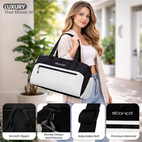 Image of Storite Multipurpose Travel Duffle Bag, Lightweight Luggage Bag with Shoe Compartment, Water Resistance, Overnight Bag with Mesh & Zipper Pockets for Traveling, Gym & Weekend Trips (Grey, 48x30x22cm)