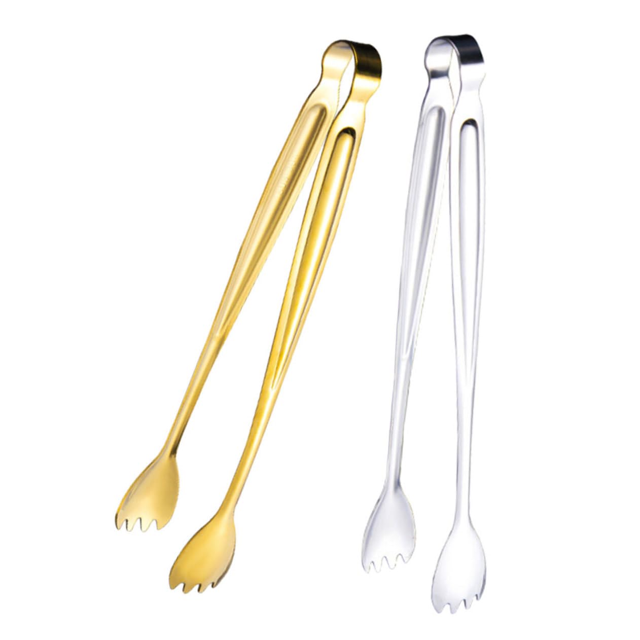 OUNONA 2pcs Stainless Steel Serving Tongs for Buffet Salad and Steak Food Tongs for Barbecue Grill Easy to Clean Kitchen Utensils