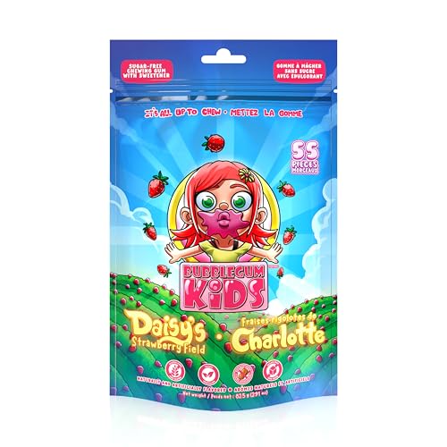 Image of Bubblegum Kids Variety Pack Sugar Free Gum | Sugarless Gum with Xylitol | Vegan, Low Calorie Candy for Kids & Adults | 4 Flavors: Watermelon, Banana, Berry & Strawberry | 55 Pieces Per Pack, 8 Pack