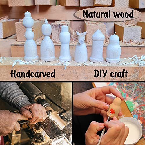 Fichas de ajedrez en madera sin pintar con tablero de vinilo - Set DIY para pintar tú mismo - Manualidades y regalos para jugadores de ajedrez miniatura 7