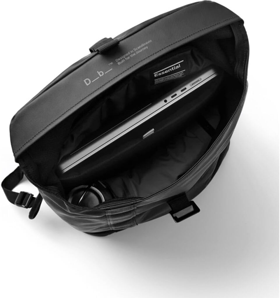 Db Journey Essential Backpack - Travel Backpack with Laptop Compartment for Work, and Gym, Lightweight, Roller Bag Attachment, 12L - Black Out