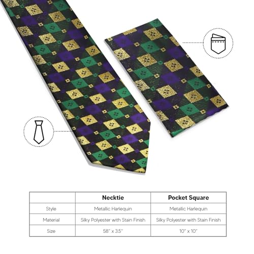Set de corbata y pañuelo Premium Mardi Gras miniatura 6