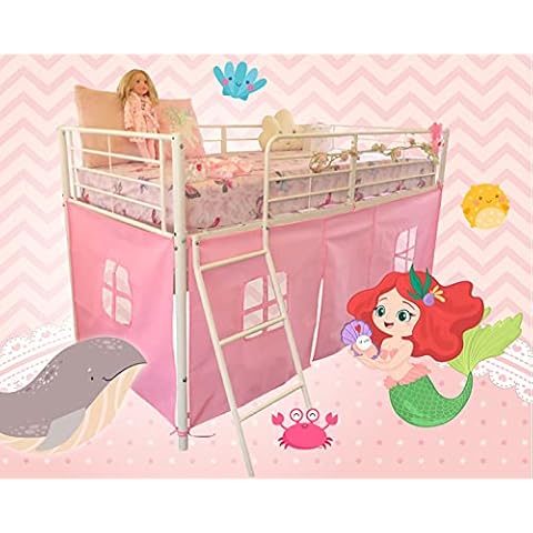 HedgehogEmporium Tent for Midsleeper Cabin Bed Mid Sleeper Pretty Pastel Pink with Windows Cover
