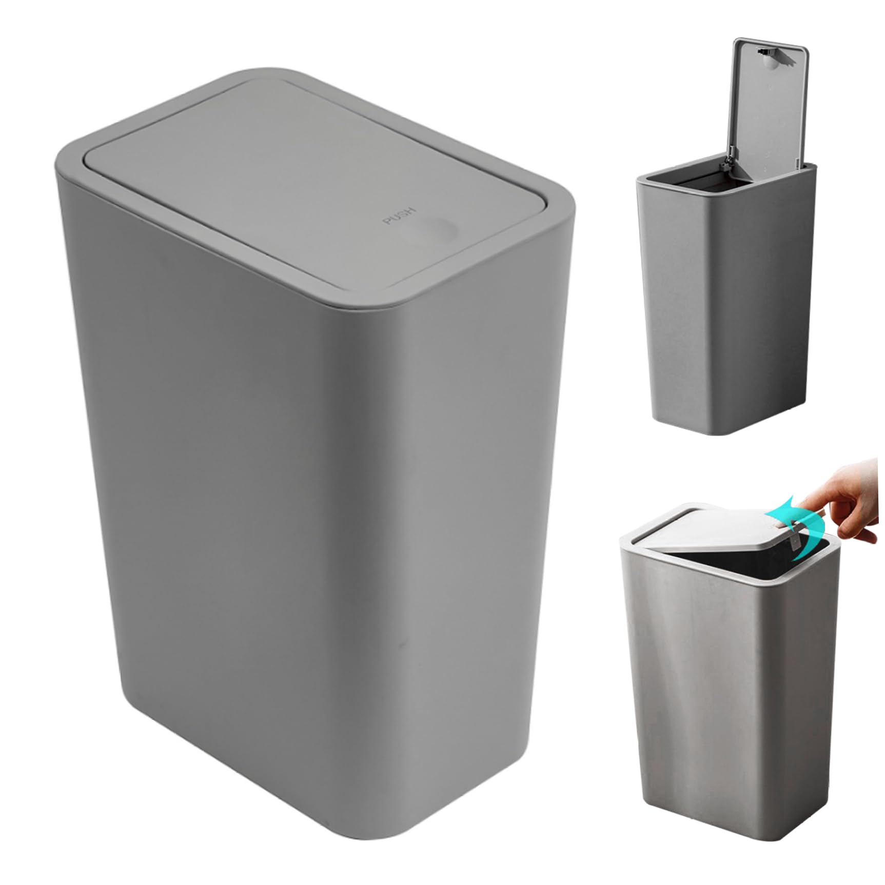 Tsawntd Trash Can 12L Slim Garbage Bin with Pop-Up Lid Waste Basket Garbage Can for Bathroom Kitchen Bedroom Powder Room Craft Room Office Bin Slim with Lid