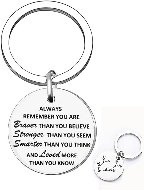 nuoshen Inspirational Gift Keyring, Always Remember You are Braver Keychain Keyrings Personalized Key Chain Pendant Keyring for Friends Birthday Valentine Gifts