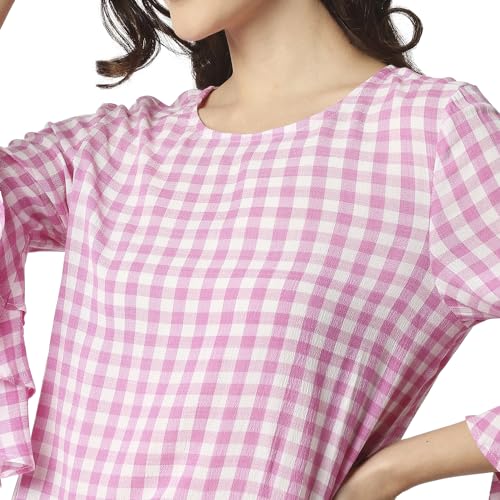 Image of Pepe Jeans Women's Cotton Regular Fit Checks Peplum Top