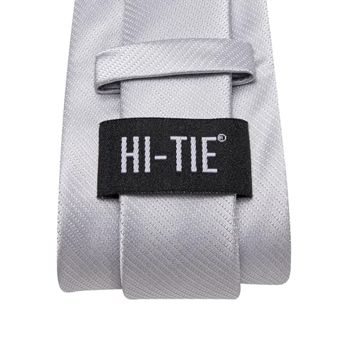 Image of Hi-Tie Silk Ties for Men Plaid Paisley Striped Necktie Pocket Square Cufflinks Set Formal Business