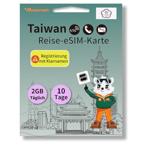 Taiwan eSIM für Reisende – Schnelle 4G LTE-Mobildaten, täglich 2 GB Highspeed-Daten, 10-Tage-Prepaid-Tarif | Keine SIM-Karte erforderlich | Einfache Einrichtung | Bleiben Sie jederzeit verbunden