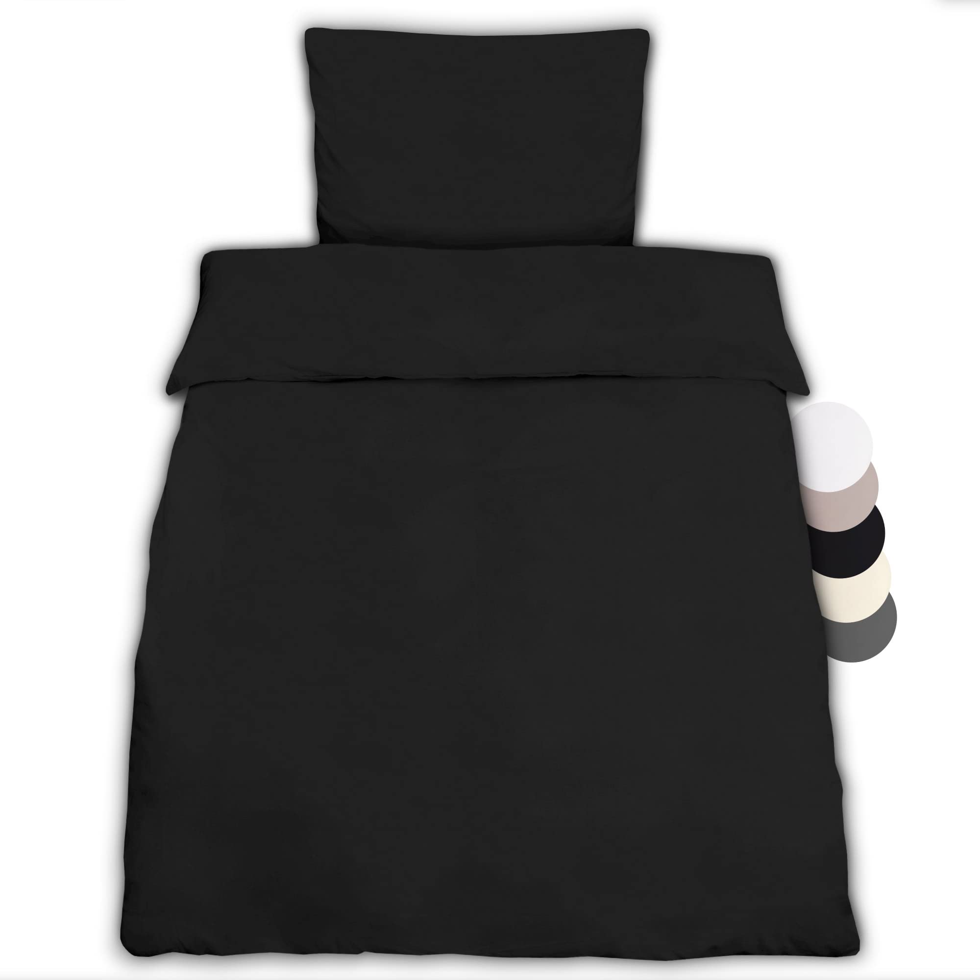 Beautissu Black Single Bedding Set 155X220 Cm Julie 1 Set Duvet Cover Set 100% Cotton - Bedding For A Single Bed With Pillowcase & Blanket Cover Cotton Duvet Cover