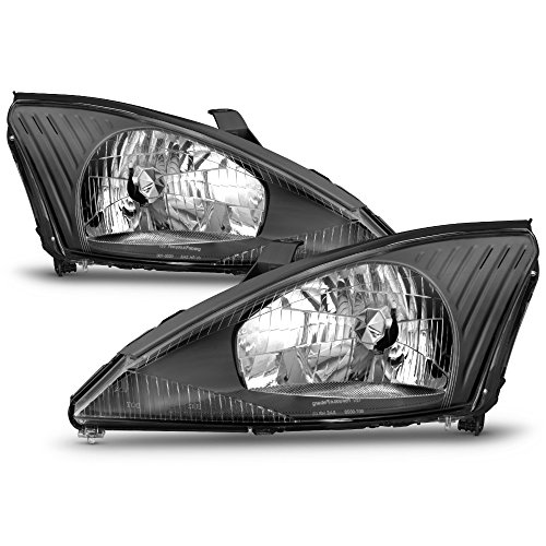 ACANII - For Black 2000 2001 2002 2003 2004 Ford Focus Headlights Headlamps 00-04 Driver + Passenger Side