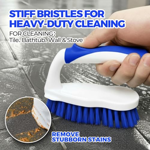 Image of Holikme 6 Pack Cleaning Brush Scrub Brush Kitchen Brush for Floor,Blue | Scrub Brushes for Cleaning, Heavy-Duty Scrub Brush, Stiff Bristles Cleaning Brush for Kitchen Bathtub Floor and Wall