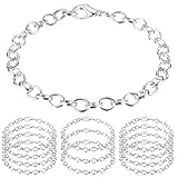 Housweety 12 Silver Plated Chain Bracelets Fit Clip on Charm 20cm(7-7/8")，Lobster Clasp Link Chain