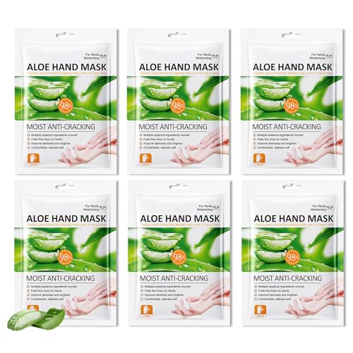 LingHaoLH Hydrating Hand Masks, 6PCS Hand Mask Moisturizing Gloves for Men Women, Smooth Long Lasting Soft Exfoliating Hand Peeling Spa Mask Moisturizer Beauty Gift Set for Dry Cracked Rough Dull Hands（A)