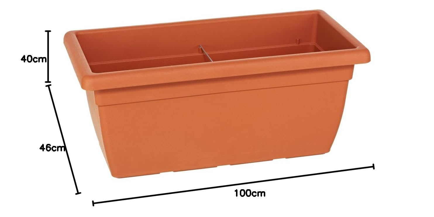 Dehner Blumenkasten Akea, ca. 100 x 46 x 40 cm, Kunststoff, terracotta Garten