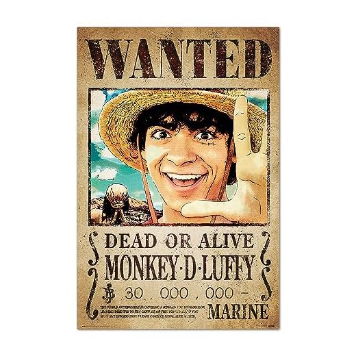 Grupo Erik Póster One Piece Netflix, Wanted Monkey D. Luffy - Lamina decorativa One Piece/Póster One Piece - One Piece merchandising, licencia oficial
