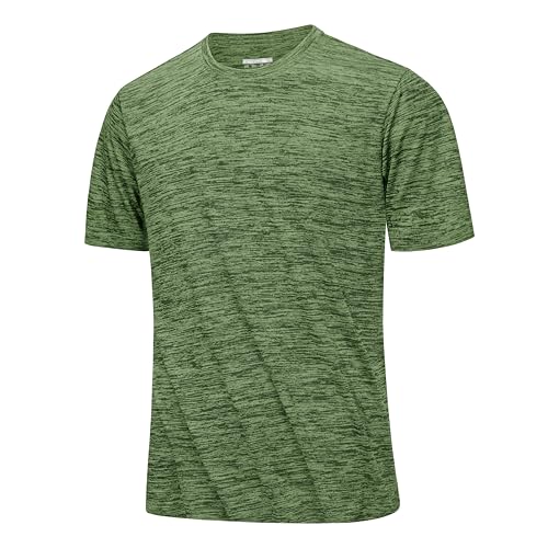 MAGCOMSEN Tops for Men UK Running Hiking Shirts Lightweight Quick Dry Gym Tops Breathable Comfort T-Shirts for Men Green 2XL