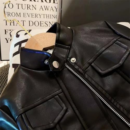 Leather Jacket for Toddler Boys Girls Kids Long Sleeve Zip Up Motorcycle Biker Leather Coats for Winter 1-11 Years4