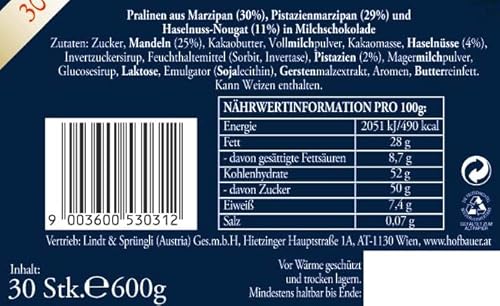 Hofbauer Wien Mozartkugeln Milchschokolade Box 600g (30 Stk.)