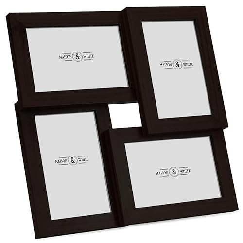 Aperture Photo Frame 6" x 4” | Wooden Photograph Frames | 4 Multi Picture Frame | Free Standing or Wall Mounted | M&W (Black)