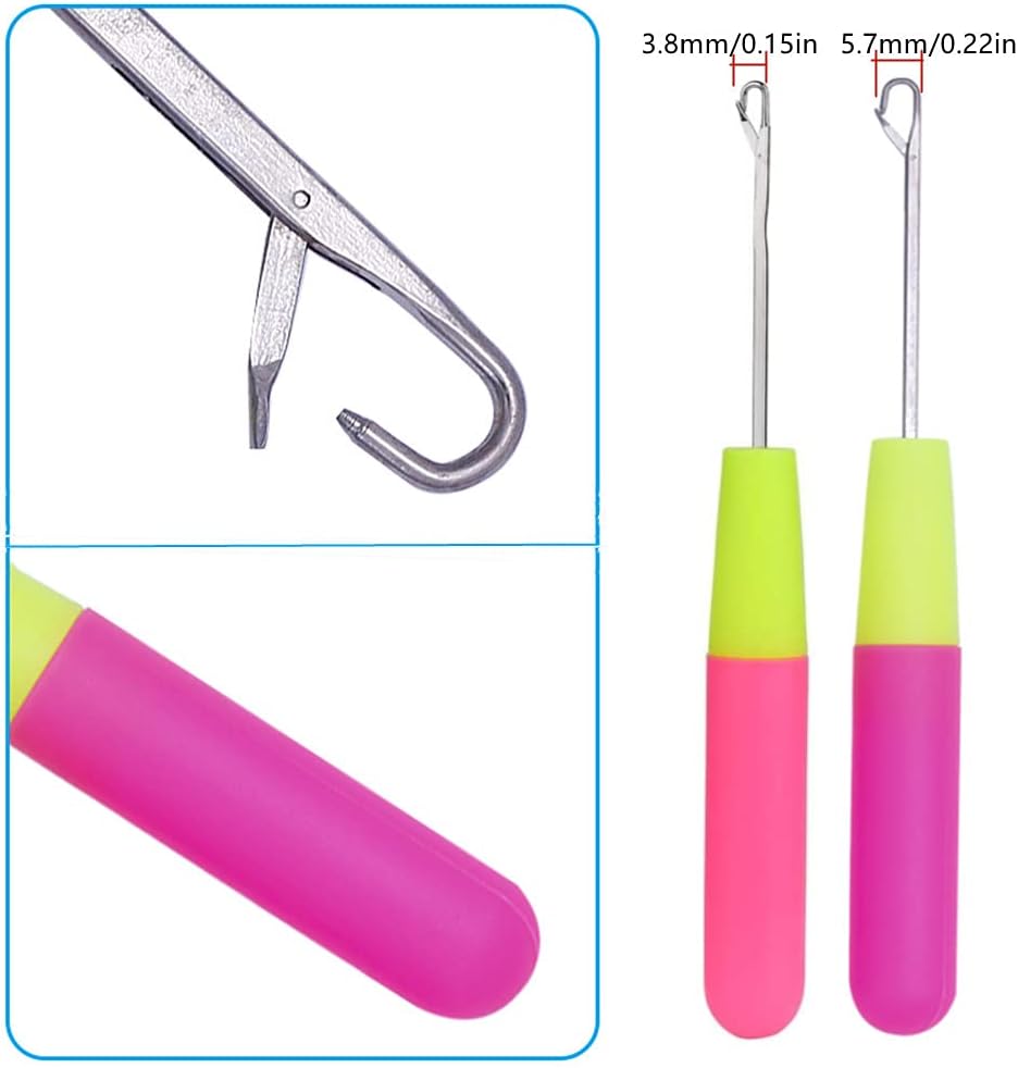 Crochet Hooks for Hair,3 Dreadlock Crochet Needle,2 Loc Needle for Dreads,2 Crochet Needle for Dreadlocks with 20 Hair Beads,Hair Crochet Hook in Case