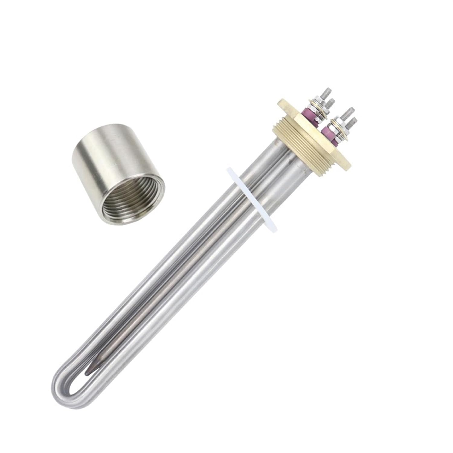 Heating DN32 Copper Flange 12V Heating Element 600W 1 1/4" BSP Submersible Heater DC Heating Element(Heater Thread Nut)