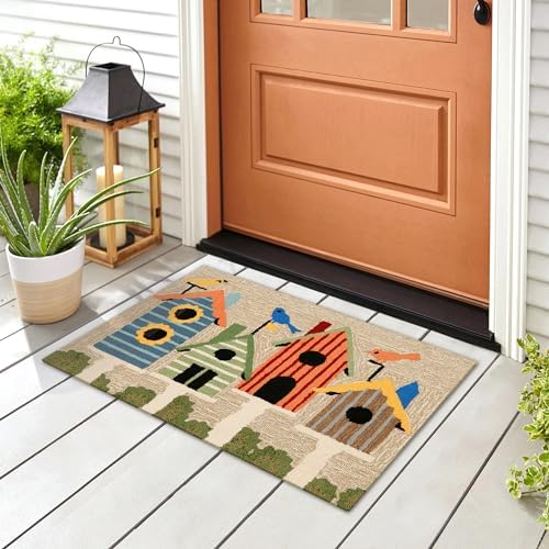 Liora Manne Frontporch Indoor Outdoor Rug - Novelty Design, Hand Hooked, Weather Resistant, UV Stabilized, Foyers, Porches, Patios & Decks, Birdhouses, 2' x 3'