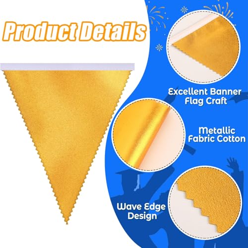 MARFOREVER 30 Pcs Navy Blue Gold Pennant Banner Bunting Party Decorations by MARFOREVER - Used condition - Image 3