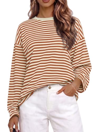 Cuptacc Maglia Donna a Maniche Lunghe Righe Oversize