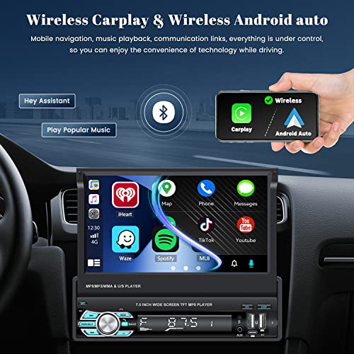 Hikity Autoradio 1 DIN mit ausfahrbarem Display und Bluetooth